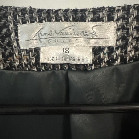 Gloria Vanderbilt minimalist designer dark academia preppy wool blazer tweed - Picture 4 of 5